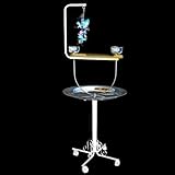 Parrot Bird Metal PLAYSTAND PP B 72T Toy cage Cages Toys Gym African Grey Conure (White)