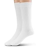 Silky Toes Modal 2Pk Rib Men’s Dress Crew Socks, Super Soft Socks (13-15, White (Rib-2 Pairs))