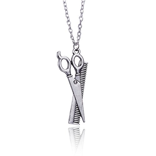 Kercisbeauty Hair Comb Scissor Pendant Hair Salon Tools Unisex Necklace,Edward Scissorhands Party Gift