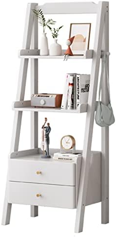 bookcases Bookcase Solid Wood Ladder Shelf Shelf Living Room Bedroom Multi-Layer Storage Shelf Plant Shelf with Drawers (Color : White, Size : 60 * 36 * 140cm)