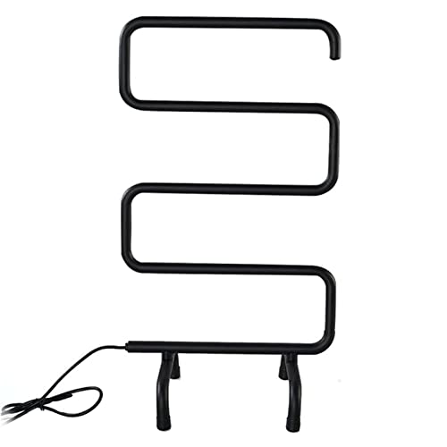 ZQFIDFYR Towel Warmer and Drying Rack, Stainless Steel Electric Heated Towel Rack, Free Standing Heated Towel Rail with 5 Bars for Bathroom (Black)