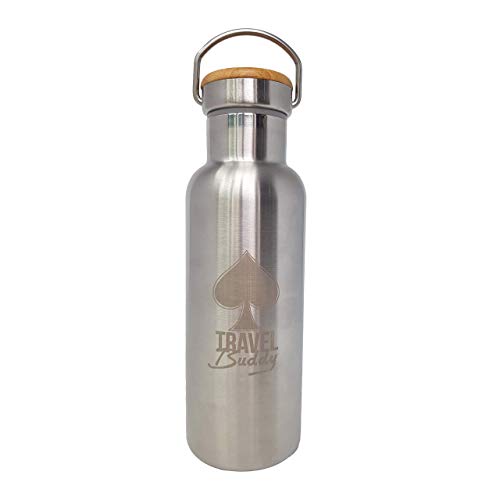 Ace Travel Buddy Edelstahl Trinkflasche 500ml, doppelwandig, vakuumisolierte BPA-frei, Wasserflasche für Sport, Reisen, Camping, Festival, Wandern, Zelten