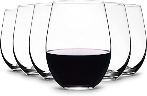 LUXU Weingläser ohne Stiel (6 Stück) - 565 ml, transparente Weinbecher für Rot- oder Weißwein, Kristall-Whiskeygläser, große Wasserkelche, Trinkgläser für Bier, tolles Weingeschenk für jeden Anlass Cover