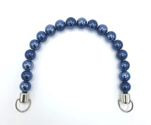 manici in perle colorate per borse handmade - 17cm di larghezza - perle lucide effetto perlaceo (blu perla)
