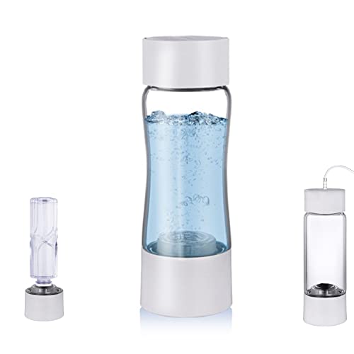 Botella De Agua Rica En Hidrógeno Portátil Generador De Ionizador De Agua De Hidrógeno Con Adaptador De Botella E Inhalador SPE Y PEM Ionizador Dual Hacer Contenido De Hidrógeno Hasta 4000 PPB 380 Ml(
