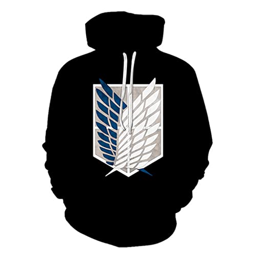 Anime Attack on Titan Sweat à Capuche Levi Sweat AOT Pull Eren Yeager Pull à Capuche à Manches Longues avec Poche Kangourou Unisexe Hoodie Manga Manches Longues Manteau pour Homme Femme (01,5XL) Cover