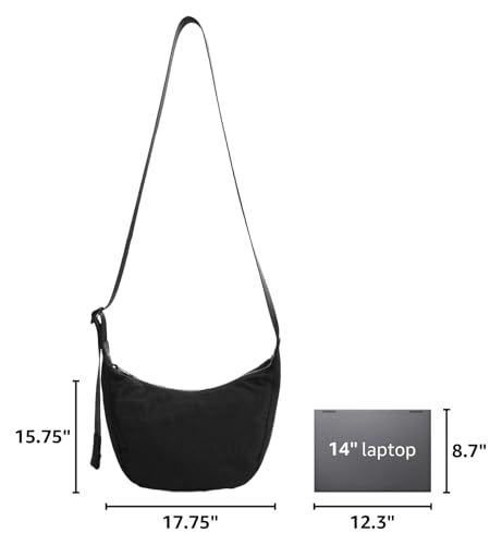 Image of Medium Nylon Crossbody Crescent Bag: Slouchy Style Shoulder Casual with Adjustable Strap