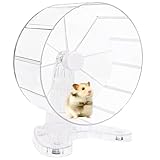 8.5' Silent Hamster Wheel for Syrian Hamster Exercise Wheel & Quiet Hamster Running Spinner Wheel with Stable Stand for Syrian Hamsters, Gerbils, Mice, Dwarf Hamster and More Small Animal, Transparent