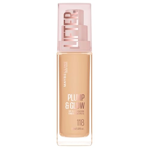 Maybelline New York Base de Maquillaje Lifter Foundation, Revitaliza e Ilumina al Instante, Acabado Uniforme, Enriquecida con Niacinamida y Ácido Hialurónico, Tono: 118 - 30 ml