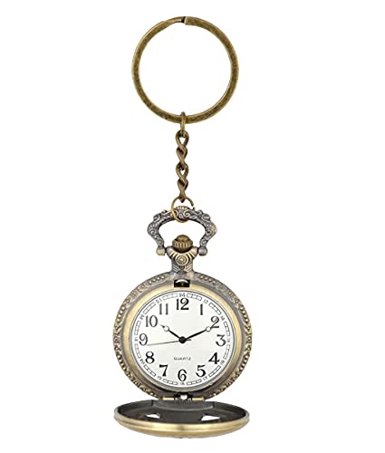 Image of AUGEN Pocket Watch Metal Keychain Paris Design Retro Vintage for Gifting With Key Ring Anti-Rust (Pack Of 1)