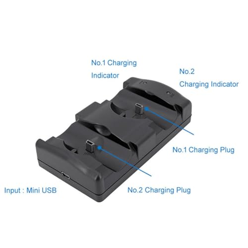 wueiooskj Cargador De Batería Estación De Carga Dual para Controladores PS3 Y PS Move Cargador Inalámbrico ABS Cargador USB 2. ABS - imagen 8