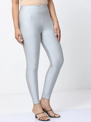 Image of Women's Nylon Shimmer Leggings | Ankle Length | Slim Fit | Stretchable Spandex Leggings | Shiny Finish | Casual Wear & Special Occasion