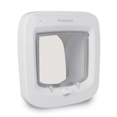 PetSafe Microchip Cat Door, Exterior or Interior Pet Door - Multi-User RFID Access Up to 40 Pets, 4-Way Locking, Weatherproof, DIY Easy Install, Hardware Kit; Privacy for Cat Litter Box or Pet Feeder