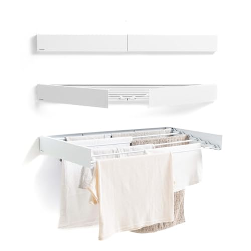InnovaGoods® Tendedero Pared Plegable Retractil, 100cm, 6 Barras, Tendederos Plegables de Pared para Interior o Exterior, Ahorra de Espacio, tendedero Pared diseño Compacto, Resistente a la corrosión