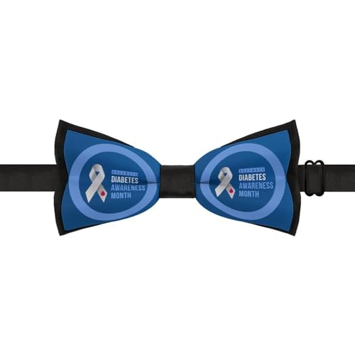 GoasNei Diabetes Awareness Month Bow Tie for Men Adjustable Necktie Funny Tie Neck Ties for Weddings Party