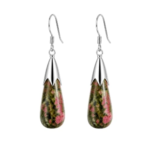 Natural Unakite Earrings for Women Crystal Dangle Drop Birthstone Jewelry - image 1