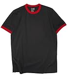 Ringer Tee Men Triblend Crew Neck Blank Performance Shirts Short Sleeve Retro Tshirt(Black/Red,XL)