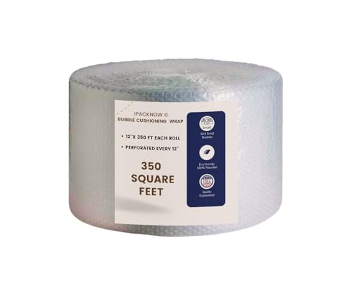 Bubble Cushion Wrap Roll 12 Inch x 350 Feet Total 3/16 Small Bubbles Perforated Every 12