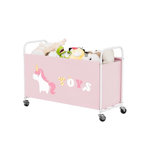GRANNY SAYS Spielzeugkiste mit Rollen, Extra Groß Aufbewahrungsbox Kinder, Aufbewahrung Kinderzimmer Spielzeugbox, Kinderzimmer Aufbewahrung Box für Spielzeug, Spielzeugtruhe Kinderzimmer, Rosa