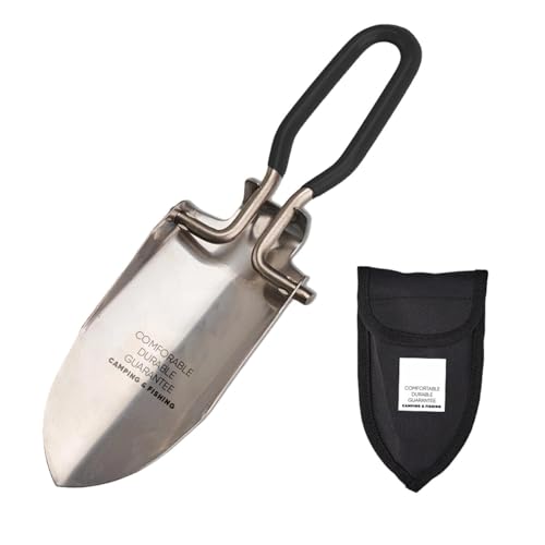Pala plegable portátil - Pala compacta | Herramienta de entrenamiento al aire libre de acero inoxidable, ligera y plegable para camping, senderismo, paseo, supervivencia, playa, pesca y todas las
