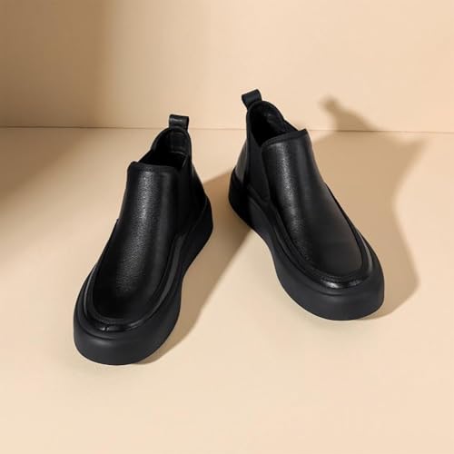 Men's Winter Plush Leather Booties, Fashionable Versatile Casual Dress Shoes, Warm Fleece Lining, Anti-Slip Sole, Ideal For Business Casual & Daily Wear3