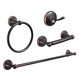 AGKXHDEC 4-Piece Bathroom Hardware Set: Oil-Rubbed Bronze Bathroom Accessory Set, Towel Bars,Towel Ring,Toilet Paper Holder,Robe Hook, Wall Mounted,Optional Install Longer or Shorter Towel bar