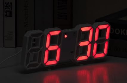 LED時計 壁掛け デジタル時計 時計ベルト デジタル時計 オシャレ ウォール clock アラーム機能付き 置き時計 (赤)