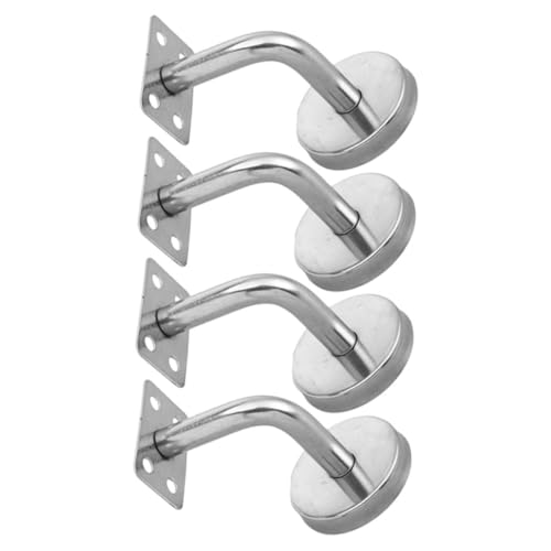 Kisangel 4個 ステンレス製耐久性手すりブラケット モダン銀色デザイン 段差対応玄関介護用 簡単取り付け多用途段用支架