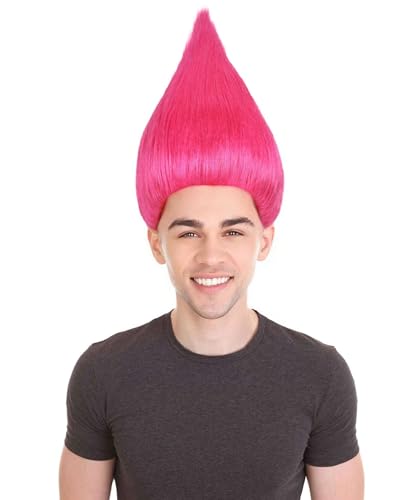 BC GOODS BY Unisex Adult Troll Wigs Collections | Synthetic Fiber Costume Wig for Men and Women | Capless Cap Halloween Colorful 80s Wigs | Trolls TV Movie Cosplay Costume Accessories - Neon Pink