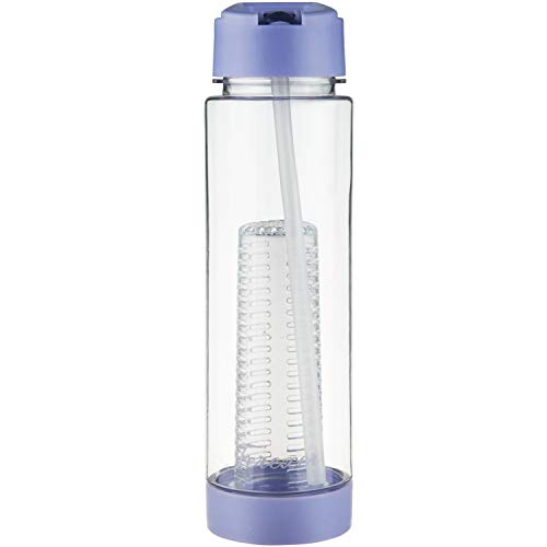 Ferexer Bouteille à Fruits Tritan Réutilisable sans BPA avec Paille Violet 700 ml