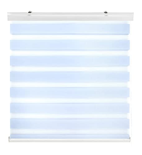 Estoralis Sansa | Estor Enrollable Noche y Día Diseño Moderno | Doble Tejido | Color Celeste | 170 x 180 cm (Ancho/Alto) Tamaño Tela 167 x 175 cm | Estores para Ventanas y Puertas