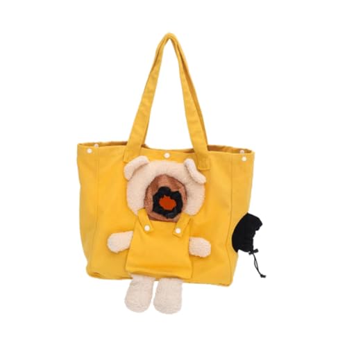 Sac de transport chat bandoulière jaune - Sac portable animaux respirant et pratique