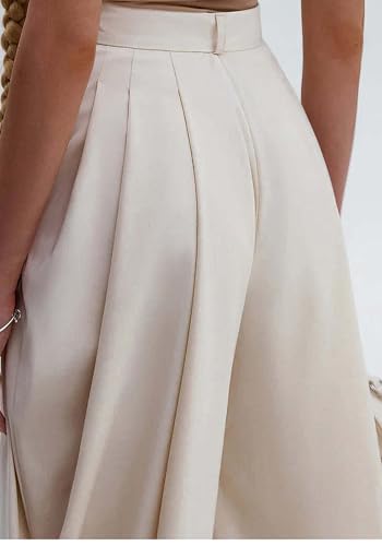 Women Dress Casual Pants Business High Waisted Baggy Pleated Pants Elegant Palazzo Suit Work Trousers3