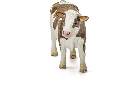 SCHLEICH Farm World | Fleckvieh-Kuh 13801 Bauernhof Spielfigur | detailgetreue Tierfiguren | tolles Geschenk für Jungen und Mädchen | Bauernhof Spielzeug ab 3 Jahre | 13 x 4 x 8 cm