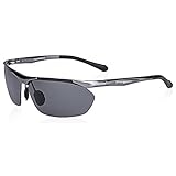 SUNGAIT Men's Sport Polarized Sunglasses for Cycling Running Golf Athletic - UV400(Gunmetal Frame Gray Lens)