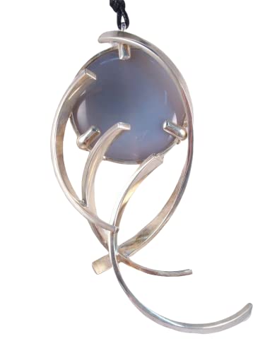 Pendentif argent 925 agate gris naturel : fini les allergies avec ce ras-du-cou en corde