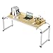 Overbed Table with Wheels, Over Bed Table Desk with Wheels Adjustable Height, Bed Desk Table W/Heavy Duty Metal Leg, Bed Trays for Eating and Laptops Wooden Color