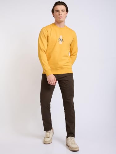 Image of Park Avenue Men Full Sleeve Slim Fit Print Pattern Cotton Polyester Blend Regular Neck Regular Neck Casual Sweatshirt