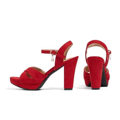 Image of Block Heeled Platform Sandals Chunky Open Toe Shoes for Women