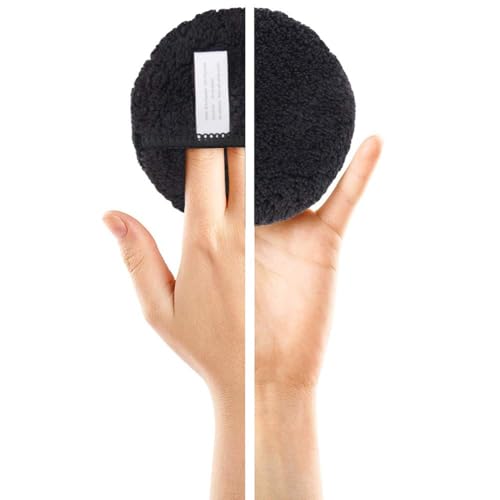 KinHwa Makeup Entferner Pads Wiederverwendbare Abschminkpads Waschbar Mikrofaser Abschminkpads Gesicht Superweich Gesichtsreinigungs Pads Mit Wäschebeutel Schwarz 12Stück