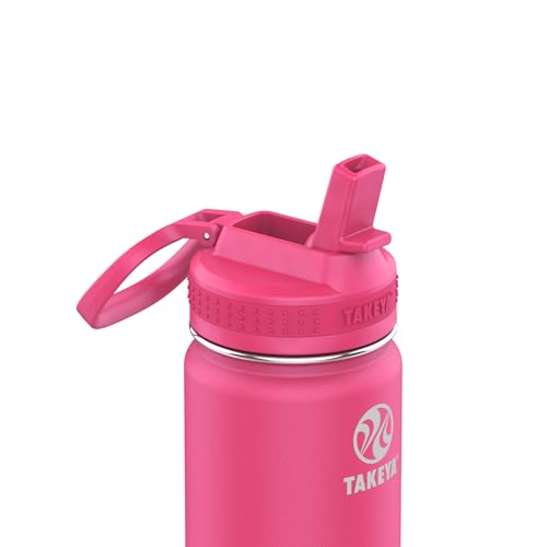 Image of Takeya 22 oz Actives Stainless Steel Water Bottle with Straw Lid - Leakproof, Double-Wall Insulated, Keeps Drinks Cold 24 hrs /Hot 12 hrs, BPA-Free, Powder-Coated, Gym & Travel, Dragon Fruit