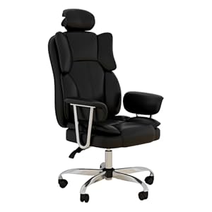 Fullwatt Bürostuhl, PU-Leder, ergonomischer Schreibtischstuhl, verstellbar, große hohe Rückenlehne, Computerstuhl, 360° Chefsessel mit Kippfunktion und weicher Armlehne für Zuhause/Büro (Schwarz)