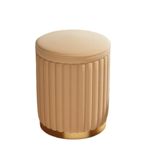 Taburete otomano de terciopelo, taburete redondo tapizado multifuncional con base resistente, cojín de espuma para sala de estar y dormitorio, muebles elegantes para el hogar