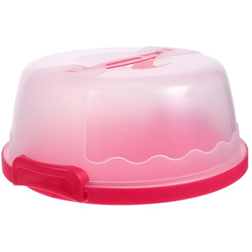 Amosfun Boîte à Gâteau Portable en Plastique Rose Fuchsia 6-8 Pouces avec Couvercle Hermétique et Poignée, Récipient Réutilisable pour Transport et Conservation des Desserts,