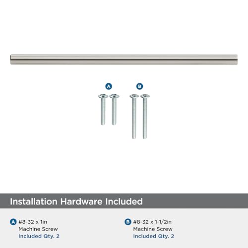 Image of Amerock 7-9 /16 inch Bar Pulls Satin Nickel Drawer Pull | 7-9 /16 inch (192mm) Center-to-Center Mounting Distance and 9-15 /16 inch Overall Length, Durable Carbon Steel Cabinet Hardware