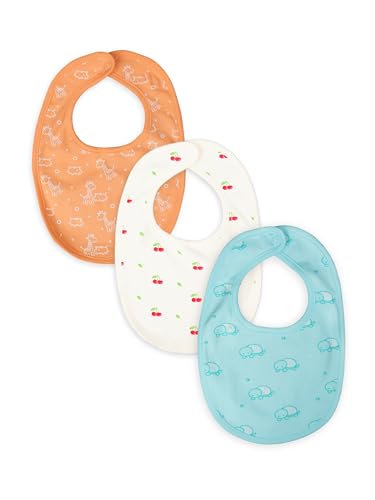 Image of Kidbea Organic Cotton Baby Bib, Adjustable Snap Closure Soft Absorbent Feeding Bibs Apron for Newborns & Infants Child With Cute Prints | Reusable Baby Essential