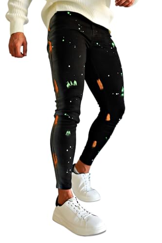 GINGTTO Mens Skinny Jeans Stretch Designer Tapered Leg Jeans for Men Black 30
