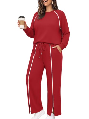 Women Plus Size Sweatsuits 2 Piece Sets Tracksuit Lounge Travel Fall Outfit
