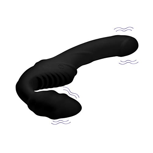 Strap U Pro Rider 9X Vibrating Silicone Strapless Strap On With Remote Control, Waterproof Double Ended Big Dildo Massager Toy For Pegging, For Women, Personal Use Or Adult Couples, Black #TOP1
