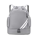 [Elevano] ナップサック スポーツ ナップザック ジムサック ナップサック 防水 軽量 多機能 大容量28L 巾着リュック 独立靴ポケット付き シューズ収納 旅行 運動 アウトドア おしゃれ 大人 男の子 女の子 スポーツバッグ(グレー2)